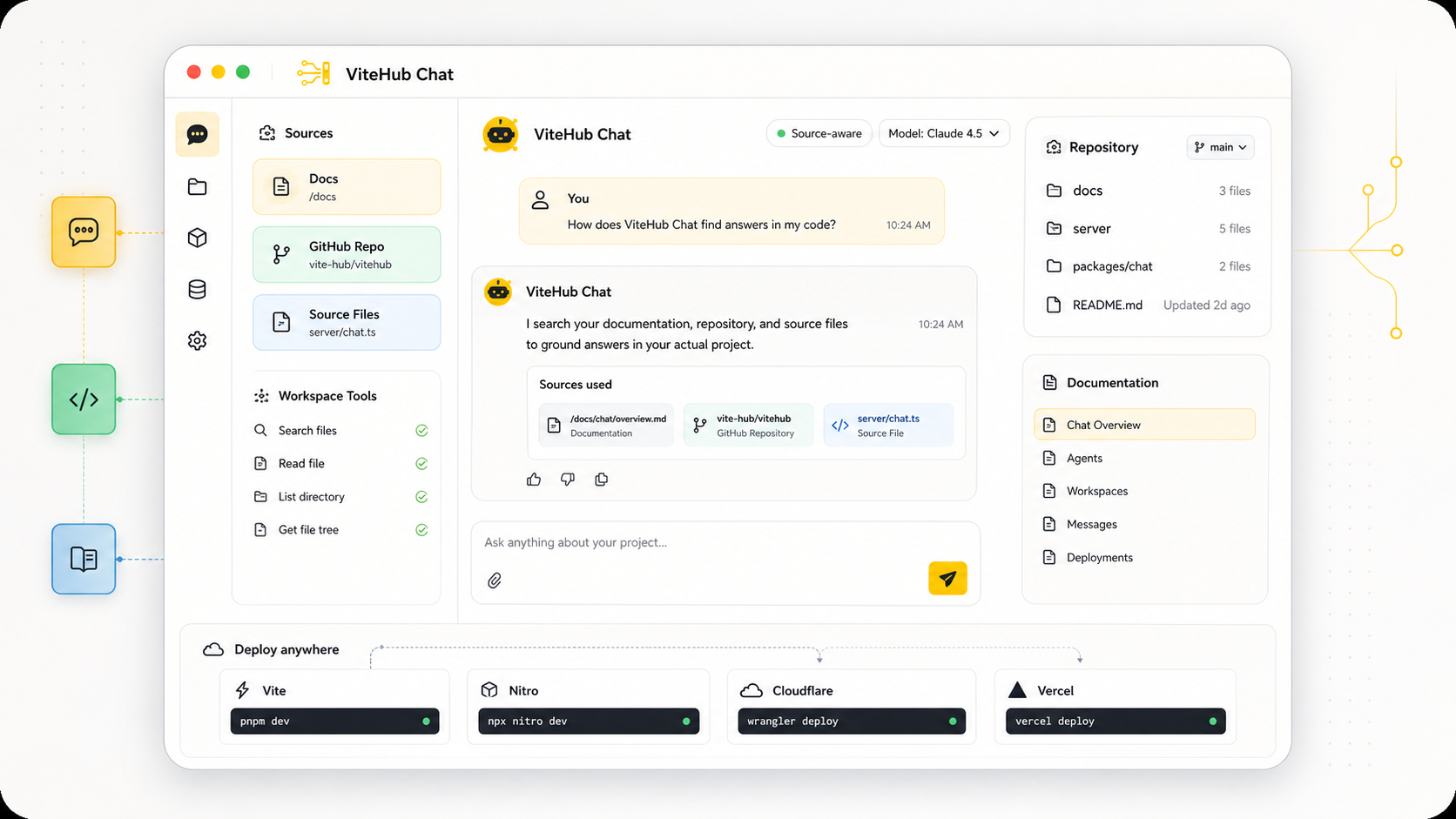 Build a Source-Aware AI Chatbot with ViteHub